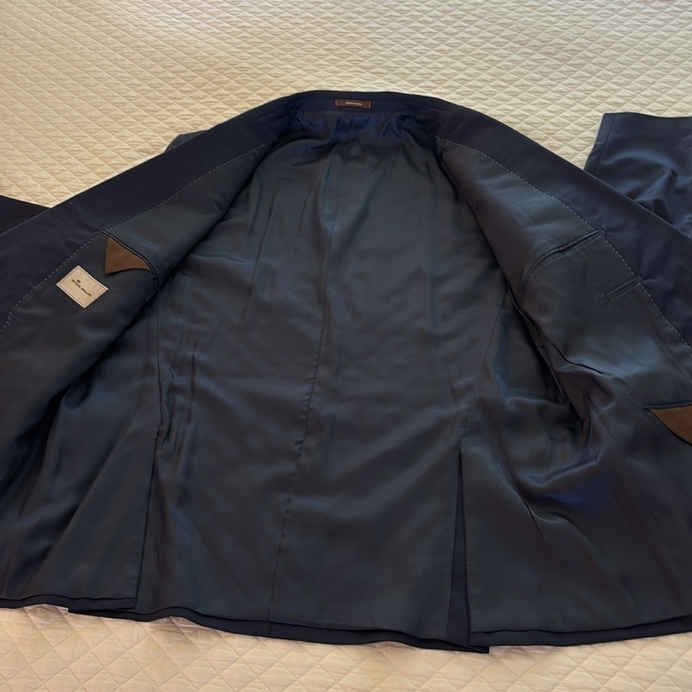 Peter Millar Navy Blue Plaid  Virgin Wool Two Button Blazer Sport Coat Men's 48R - Picture 7 of 10